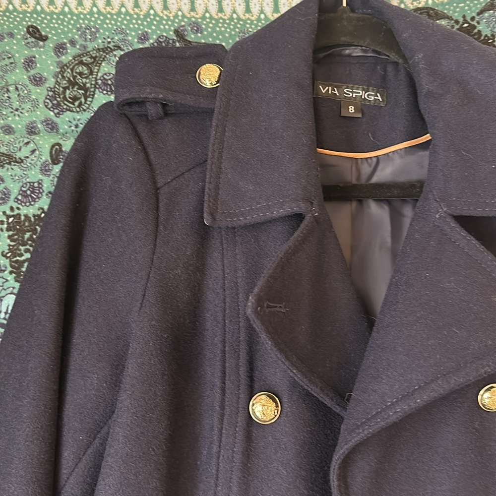 New, without tags. Via Spiga Women’s Wool Blend Peacoat - Picture 2 of 3